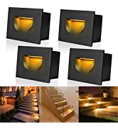 3W LED Wall Recessed Stair Light Warm White,Square White Led Step Light with Aluminum,IP65 Waterp...