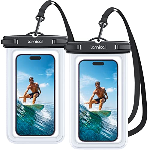 Lamicall Waterproof Phone Pouch Case - [2 Pack] IPX8 Waterproof Phone Case for Swimming Dry Bag with Clip Strap for iPhone 14 13 12 11 Pro Max Plus Mini