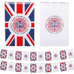 Mayoii 32.8Ft 20 Rectangle Union Jack Emblem Kings Charles Coronation Decorations