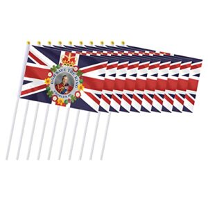 King Charles III Coronation Hand Waving Flags on Stick
