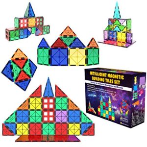Desire Deluxe Magnetic Tiles Building Blocks Construction Toys for Boys & Girls 47pc – STEM Learning Educational Toy for Kids Age 3 4 5 6 7 8 Year Old Gif