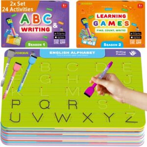 2X Set Busy Book Handwriting Practice for Kids - Learn to Write for Toddlers Age 3 4 5 - | 24 Tasks | 4 Dry Erase Markers | Pre K ABC Letter Tracing | - Homeschool Preschool Learning Activities