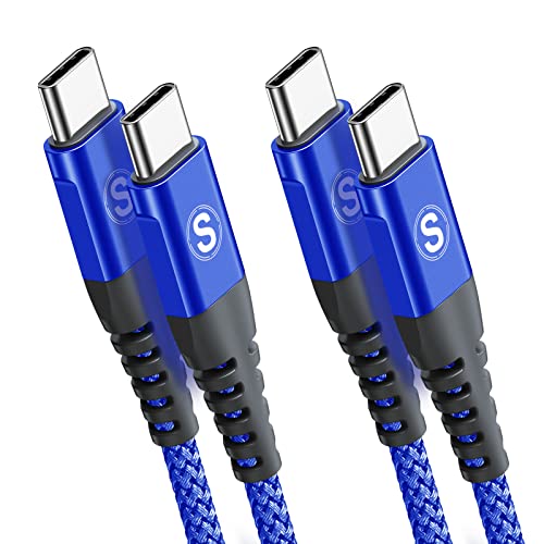 2-Pack 1M USB C to USB C Cable 60W 3A Fast Charger Cable Braided Compatible for Samsung Galaxy S22/S21/S20+ Ultra