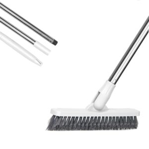 Lanhope Tile Grout Brush Crevice Floor Scrub Brush 120°Rotatable Bathtub Clean Tool 9.06inches Wide 46.8inches Long Handle Grout Scrubber Indoor Kitchen Push Broom for Hard to Reach Areas Lengthe