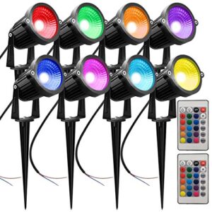 AHOTSUK Garden Spotlight Outdoor Mains Powered Spike Light 12V RGBW LED Garden Lights Waterproof IP66 LED Colour Changing Landscape Lights Spot Light for Pathway Patio Yard Wall Tree(8 Pack)