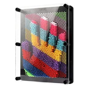 3D Pin Art Board Toy - Large Size Classic Pin Impression Desk Toys Sculpture for Children Adults 6 x 8 inches (Colorful Plastic)