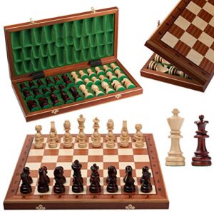 Master Of Chess Professional TOURNAMENT No.7 Wooden Chess Set Weighted Staunton Pieces and Inlaid Chess Board Mahogany and Sycamore (No. 7 Inlaid)