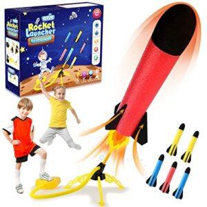 REFUN Toy Rocket Launcher for Kids with 6 Foam Rockets and Toy Air Rocket Launcher
