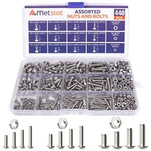 440 Pcs M3 M4 M5 Bolts and Nuts Set - 304 Stainless Steel Nuts and Bolts Set with 150 Flat Washers – 8