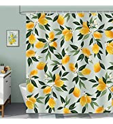 Bonhause Pink Floral Shower Curtain 180 x 180 cm Flower Plant Leaves Bathroom Curtain Waterproof ...