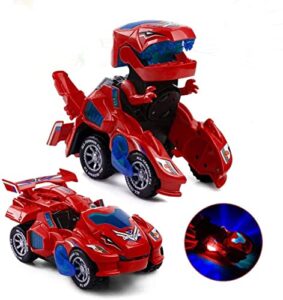 Dinosaur Transforming Car Electric Dinosaur Toys Automatic Transforming Dinosaur Car with Flashing Lights and Sound for 3-7 Years Old Boys Girls Educational Toy Birthday Xmas Gifts for Kids