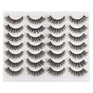 Newcally False Eyelashes Natural 3D Lashes Cat Eye Look Faux Mink Lashes Fluffy Strip 14 Pairs Eye Lashes Multipack