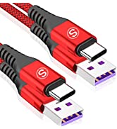 5A USB C Cable, [2M 2-Pack] Huawei Super Charge Type C 40w Fast Charging Charger Nylon Braided Co...