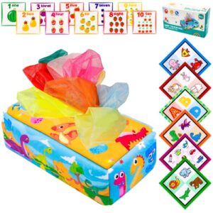 Baby Tissue Box Toy - Sensory Toys Infant 6-12 Months Toddler Montessori Toy for Babies Magic Tissue Box Early Learning Educational Preschool Newborns Gifts Boys Girls