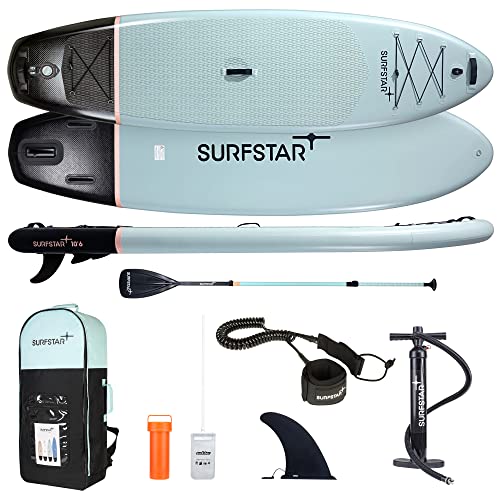 surfstar Inflatable Stand Up Paddle Board with Camera Mount Fiberglass Paddle 10'6"×33"×6" All-Around Stand Up Paddleboard for Adults