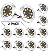 12 Stück Solar Bodenleuchten Aussen, Joomer Solarleuchten Garten mit 8 LEDs für Außen, 6000K Weiß...