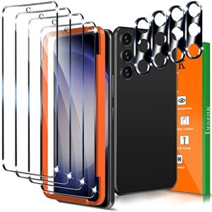 IMBZBK [4+4 Pack] for Samsung Galaxy S23 Screen Protector Tempered Glass Accessories 4 Pack Screen Protector for Samsung Galaxy S23 4 Pack Camera Lens Protector Case Friendly Fingerprint Compatible