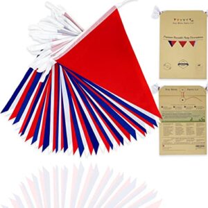 Premium Reusable Bunting Banner - Red White and Blue Bunting Outdoor Waterproof - Kings Coronation Decorations - Union Jack Bunting - Garden Bunting - Kings Coronation Bunting (46 Ft