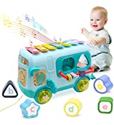 Musical Toys for 1 Year Old Boys Girls Baby Toys Includes Xylophone Shape Sorter Pull Along Toys ...