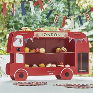 Ginger Ray Coronation Party Red London Bus Cupcake & Sandwiches Stand
