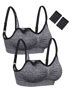 Sykooria 2/3 Pack Women's Maternity Bra Wirefree Breastfeeding Bra Removable Pads Nursing Bra Seamless Bralette with Extra Extenders & Clips