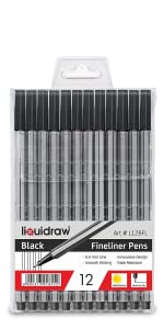 Liquidraw Drawing Pens Set Black Fineliner Pens Set Of 8