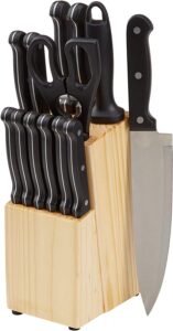 Amazon Basics 14-Piece Knife Set with Block