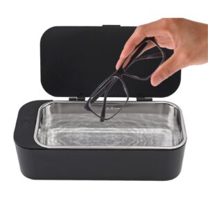 MOGOULUA Ultrasonic Cleaner 450ml Guinness Surger Maker Professional Ultra Sonic Cleaner Simplicity Personal Cleaner for Dentures Automatic Cleaning Box for Watch Glasses Makeup Tools (Black)