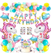 1st Birthday Decorations for Girls, Pink Birthday Balloons Happy Birthday Banner with Number 1 Ba...