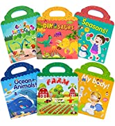 Reusable Sticker Books Toys for Kids - 4 Pack Stickers Books for Age 2 3 4 Year Old Boys Girls To...