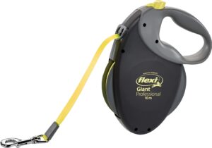 Flexi Giant Neon Tape Black Large 8m Retractable Dog Leash/Lead for dogs up to 50kgs/110lbs