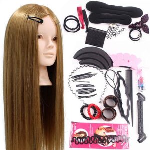 Neverland Beauty 24 inch 50% Real Human Hair Training Head Hairdressing Cosmetology Mannequin Head With Makeup Function + Braid Se