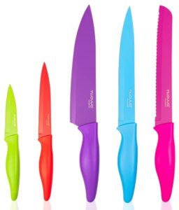 uovva Kitchen Knife Set with Colour Coding 5 Piece Coloured Knives Set Stainless Steel