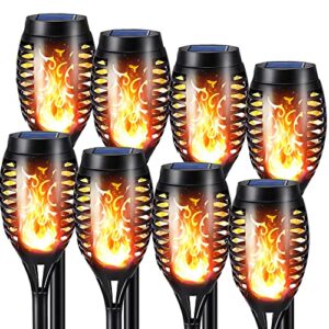 8 Pack Solar Flickering Dancing Flame Lights - NEXVIN Waterproof Solar Torch Lights for Outdoor Garden Patio Pathway Yard Driveway Halloween Decorative