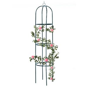 Ram® Large 2M Black Metal Garden Obelisk Heavy Duty Strong Tubular Plant Cage For Roses