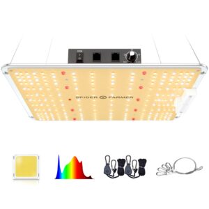 Spider Farmer SF1000 LED Grow Light with Samsung LM301B Daisy Chain Dimmable Full Spectrum Grow Lights for Indoor Plants Veg Flower Growing Lamps Board 3x3 ft Coverage 100W New Diode Layou