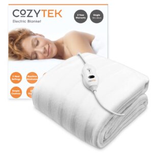 Cozytek Single Electric Blanket Single Control Underblanket 3 Heat Settings