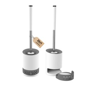 Nirox Set of 2 Silicone Toilet Bowl Brushes - - WC cleaning brush with holder - - Wall-mounted or free-standing - - Loo brush with moisture absorbing mineral stone