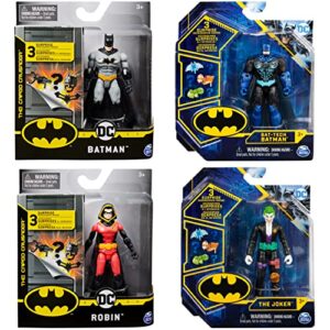 DC Comics BATMAN 4-Inch Action Figures with 3 Mystery Accessories (Styles Vary)