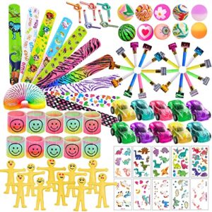 Jatidne Party Bag Fillers for Kids Girls and Boys Assortment Stocking Fillers Lucky Dip Prizes for Kids Party Bags Toy Gift Kids Tattoos Bouncy Balls Slap Bands Rainbow Springs