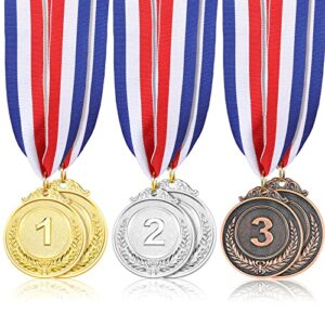 Yaomiao 6 Pieces Gold Silver Bronze Medals Award Medals 1st 2nd 3rd Olympic Gold Silver Bronze Award Medals with Ribbon for Competitions Party Decorations Olympic Style