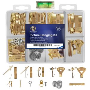Pickily 225 Piece Picture Hanging Kit Photo Hangers Includes Nails Wire