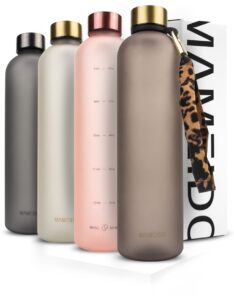 MAMEIDO 1l Water Bottle Urban Taupe Gold - Motivational Time Markings