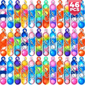46Pcs Pop Keyring It Fidget Toys Pack Party Bag Fillers for Kids