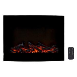Amazon Basics 24" (61 cm) Wall-Mount Electric LED Curve 3D Heating Fireplace with Remote Control