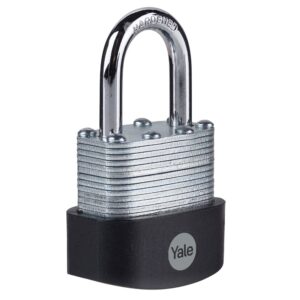 Yale Y125B/40/122/1 - Laminated Steel Padlock (40 mm) - Outdoor Hardened Steel Shackle Lock for Shed