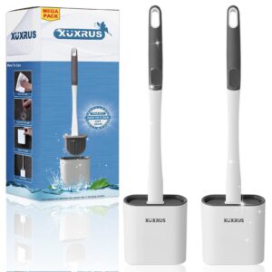 XUXRUS Silicone Toilet Brush with Quick Drying Holder Set -2Pack