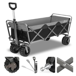 Sekey Folding Wagon with 264LBS Larger Capacity，Heavy Duty Festival Trolley on Big All-terrain Wheels with Brake