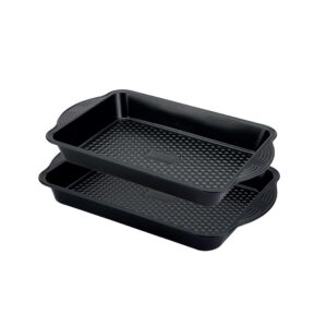 Prestige Aerolift Roasting Tray Twin Pack - Non Stick Baking Trays for Oven with Extra Large Handles
