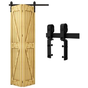 QINAIXQM 5FT/150CM Sliding Door Track Folding Door Hardware Kit Closet Rail Roller Accessory Applicable to 120-130cm Door Opening